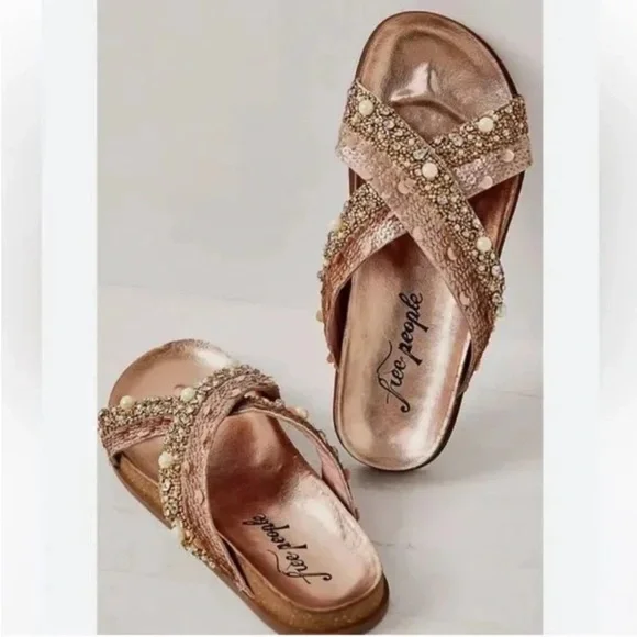 Free People Beaded Sandals - Pink and Gold - Picture 3 of 8